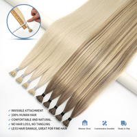 Extensions de cheveux russes invisibles à anneaux nano, qualité Remy vierge, double épaisseur, pointes épaisses, micro-anneaux, pour professionnels de salon