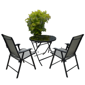 Modern <b>Folding</b> Aluminum Patio <b>Dining</b> Table <b>Set</b> Outdoor Garden Furniture -for Hotels Parties - Product Image 1