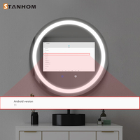Miroir intelligent LED rond avec écran tactile Android WiFi STANHOM, indice de protection IP44, pour hôtel, maison, salle de sport, salon, salle de bain