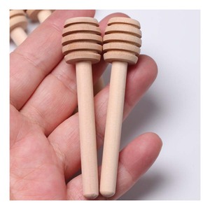 100 Pcs/<span class=keywords><strong>Lot</strong></span> 8cm Long manche bois miel bâton barre pratique miel mélange bâton pot cuillère fournitures pour café lait thé cuisine outil - Product Image 5