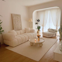 Ensemble de canapés de salon de style moderne italien pour hôtel de luxe, canapé 3 places en velours blanc, canapé moderne