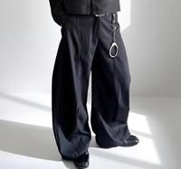 Pantalon plissé beige en sergé de haute qualité FLN pour homme, taille mi-haute élastique, design décontracté, coupe élégante et tendance, style pantalon à coupe courbée