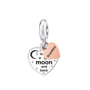 925 Sterling Silver <strong>Mum</strong> Grandma Daughter I love You to the Moon and Back Heart Beads <strong>Charm</strong> for Bracelet Necklace Jewelry Making - Product Image 5