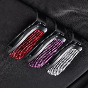<b>Car</b> Eyeglasses <b>Clip</b> Rhinestone Decor Sun Visor Storage Sunglasses Holder Plastic Multi Functional Accessory - Product Image 3