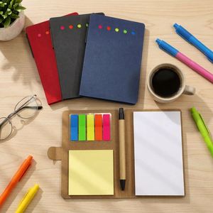 Bloc-notes en papier kraft avec logo personnalisé, ensemble d'autocollants de notes de bureau - Product Image 1