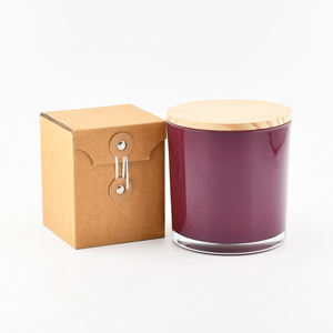 Gros 14oz mode moderne gros rouge foncé brillant vide bocaux à bougies en verre pot de bonbons avec couvercle - Product Image 6