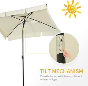 Sombrilla Rectangular de 200x 125cm para jardín, paraguas con UV50, para balcón, gran oferta - Product Image 2