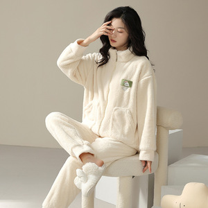 Pijamas para Parejas, Forradas de Felpa, Gruesas, de Felpa de Coral, Ropa de Casa, Primavera y Otoño para Mujer, Traje de Abrigo para Hombre Adolescente - Product Image 6