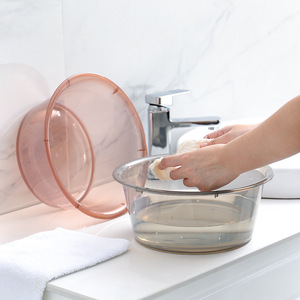 Round Transparent Plastic Washbasin Small Size Easy Cleaning For Face Feet Laundry Kitchen - Product Image 3