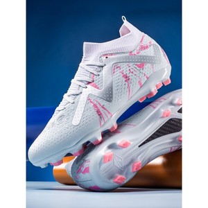 Chaussures de football pour hommes, blanches et bleues, à tige haute, crampons de football, pour toutes les saisons, entraînement, vêtements de sport - Product Image 5