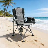 Chaise de camping pliable facile à monter, dossier haut, moderne, légère, portable, avec cadre en acier robuste et porte-gobelet, mobilier d'extérieur