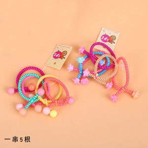 Coleteros para Niñas de Alta Elasticidad, Juego de 5 Piezas con Cuentas, Accesorios para el Cabello de Uso Diario, Lindos Accesorios para Niñas - Product Image 1