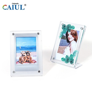 3 Inch Magnet Acrylic Hollow <strong>Photo</strong> <strong>Frame</strong> Ins Style Fashion Corrugated Transparent <strong>Photo</strong> Stand Made Plastic - Product Image 3