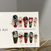 Faux ongles de luxe gothiques rouges faits à la main sur mesure, avec roses noires 3D et nœuds, réutilisables, pour nail art