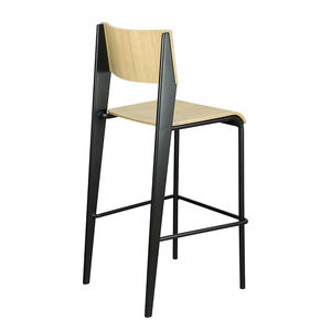 <span class=keywords><strong>Tabouret</strong></span> <span class=keywords><strong>de</strong></span> <span class=keywords><strong>bar</strong></span> haut avec cadre en métal noir et siège et dossier en contreplaqué couleur chêne <span class=keywords><strong>clair</strong></span> à prix compétitif - Product Image 5