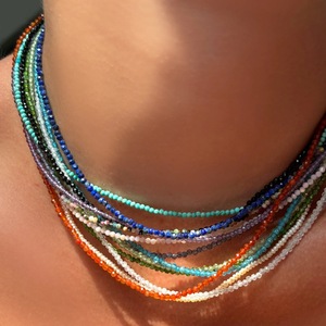 Collier ras du cou minimaliste en pierre naturelle de <span class=keywords><strong>cristal</strong></span> de guérison 3mm pour femme - Product Image 1