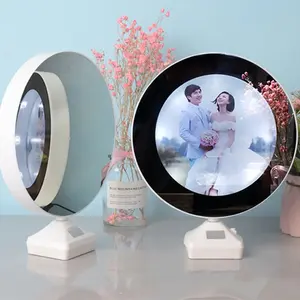 ABS ubs cermin rias foto pribadi anak-anak, bingkai foto cermin ajaib bulat isi ulang untuk pernikahan