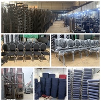 Tables et chaises empilables de nouvelle conception pour restaurants en Chine, chaises de banquet noires et mobilier d'événementiel avec coussins