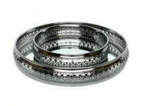 Ensemble de plateaux en métal argenté avec base miroir, plateaux décoratifs miroir pour bijoux, cosmétiques, desserts, table, décoration de maison, mariage, fête