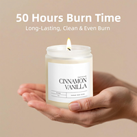 Bougie en cire de soja à la cannelle et à la vanille, marque privée OEM, 9 oz, 15 % d'huiles essentielles végétales, sans paraffine, boîte cadeau noire, logo personnalisé, en gros