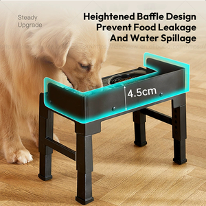 Elecpet <span class=keywords><strong>Dog</strong></span> Double <span class=keywords><strong>Bowls</strong></span> 5 Mangeoire surélevée réglable pour l'alimentation des animaux domestiques Raise Cat Food Water <span class=keywords><strong>Bowls</strong></span> avec support en acier inoxydable pour chien - Product Image 3