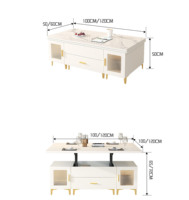 Table basse relevable multifonctionnelle moderne et mobile, couleur crème, pliable 2-en-1, table à manger combinée pour salon, OEM ODM