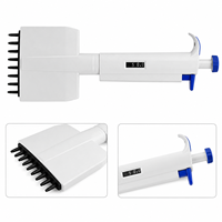 Pipette multicanal en plastique 8 voies de 5 à 50 µL, capacité réglable, autoclavable, micropipette variable avec embout de pipette