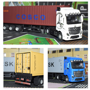 Modèle de <span class=keywords><strong>camion</strong></span> semi-remorque porte-conteneurs électrique à friction en alliage, échelle 1/50, avec lumières et sons, haute simulation - Product Image 5