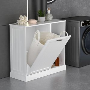 Moderno Cesto para <span class=keywords><strong>Ropa</strong></span> <span class=keywords><strong>Sucia</strong></span> de Madera, Gran Capacidad, Reutilizable, Ahorra Espacio, <span class=keywords><strong>con</strong></span> Estantes Ajustables y Almacenamiento para <span class=keywords><strong>Baño</strong></span> - Product Image 4