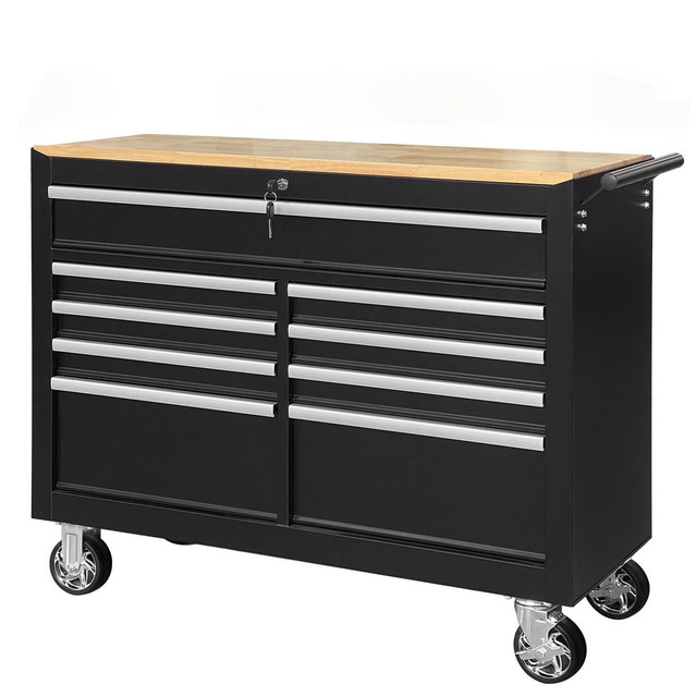 Multi Functional Heavy Duty Tool Cart with Multiple Drawers Mobile Workshop Repair Tool Cabinet Solid Wood Workbench