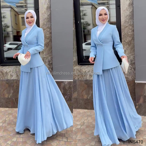 Lavoro modesto musulmano <span class=keywords><strong>donna</strong></span> indossa giacca Blazer di Design con perline blu con gonna lunga Midi abbigliamento professionale <span class=keywords><strong>da</strong></span> <span class=keywords><strong>ufficio</strong></span> - Product Image 4