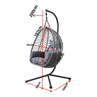 Fauteuil Suspendu Hamac en Rotin pour Extérieur, Ensemble de Meubles de Jardin avec Support