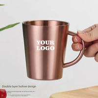 Tasse à Latte de Bureau Double Isolation en Acier Inoxydable 304, Tasse à Café, Lait, Eau avec Poignée, Coffret Cadeau de Noël