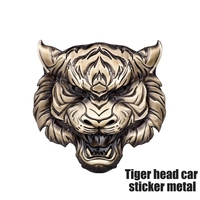 Emblem Mobil 3D Logam Motif Wajah Harimau, Stiker Emblem Mobil Retro, Dekal Emblem Mobil