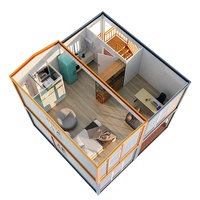 préfabriquée sur mesure de 2 étages avec 2 chambres à coucher, maison conteneur préfabriquée mobile moderne avec salle de bain