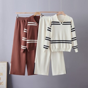 Set Casual in Maglia per Donna Autunno Inverno, <span class=keywords><strong>Cardigan</strong></span>, <span class=keywords><strong>Gilet</strong></span> e Pantaloni Larghi, Completo in Maglia per l'Inverno - Product Image 4