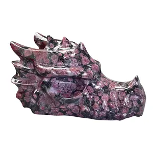 Kenny Crystals Wholesale Natural Crystal Stone Craft Big Carving Semi-precious Gemstone Large Garnet Dragon Head