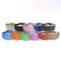 Collier pour chien en cuir véritable, taille réglable, en vert avion, avec anse courte, pour chiot