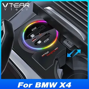 Estación de carga Vtear para coche, adaptador de carga multidispositivo, accesorios de decoración interior para automóvil, para BMW <span class=keywords><strong>X4</strong></span> G02 <span class=keywords><strong>X4</strong></span> <span class=keywords><strong>M</strong></span> F98 2018-2024 - Product Image 1
