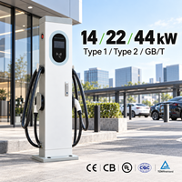 Station de recharge AC commerciale pour véhicules électriques, montage au sol, IP54, CE, TUV, CB, 22kW, 44kW, chargeur de voiture électrique, parking public, fournisseur OEM ODM
