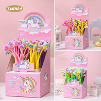 Stylos gel créatifs en silicone souple Yachen, motif licorne de dessin animé, fournitures scolaires pour étudiants, 48 pièces/boîte, Diwali Ramadan