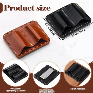 Doble portalápices Clip Vintage PU cuaderno de viaje organizador de bolígrafo antipérdida para bolígrafo lápiz - Product Image 2