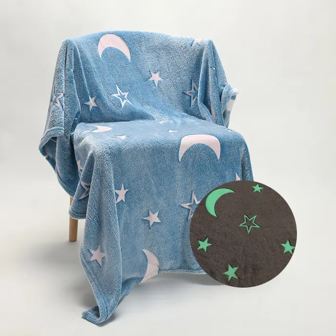 Glow In Dark Fleece Blanket Super Soft Custom Design Glow In The Dark Flannel Fleece Blanket With Print For Kids Gift