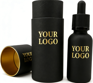 Boîte en tube de papier de luxe personnalisée de haute qualité pour l'emballage de flacons compte-gouttes d'huiles essentielles, avec logo personnalisé imprimé en feuille d'or, fabricant - Product Image 2