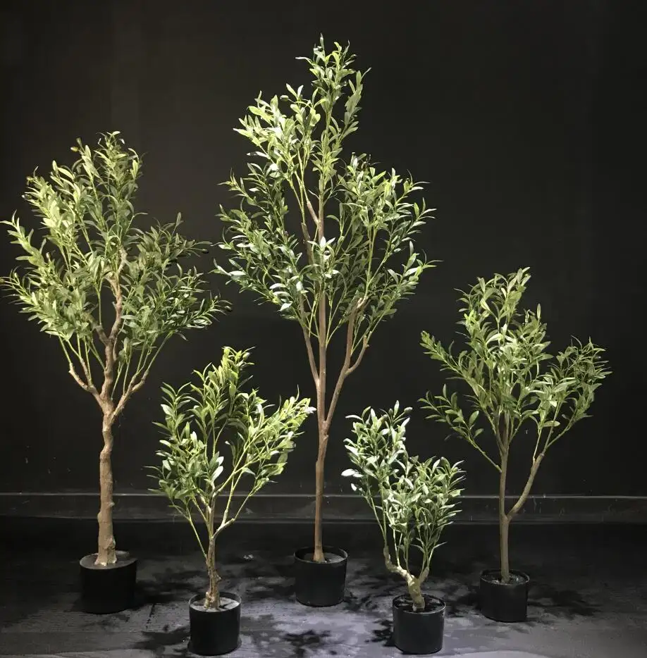 Coffre en plastique artificiel, vente pas cher, arbres d'olive en pot, fausse plante