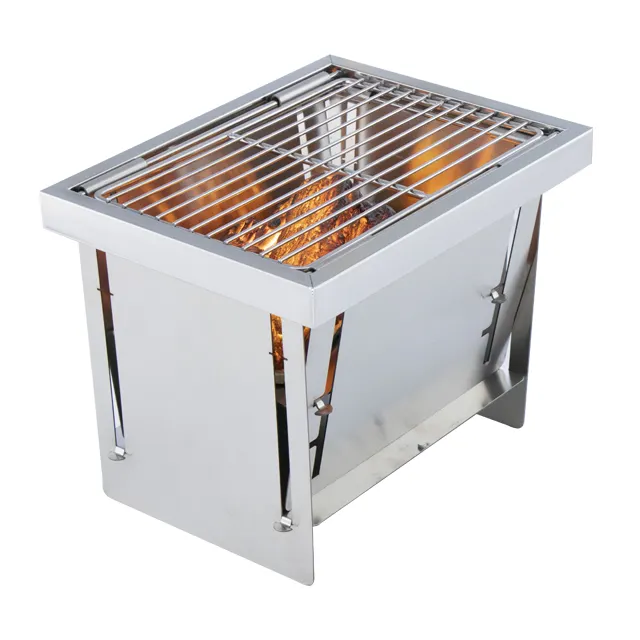 QCOEM – Barbecue Portable pliable en acier inoxydable pour Camping en plein air