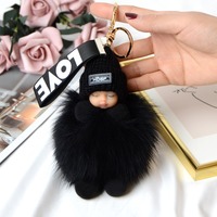 Porte-clés Pom Pom Pom Pom Lapin Boule de Fourrure Porte-clés Moelleux Porte-clés de Voiture Charme de Sac Porte-clés en Fourrure de Peluche