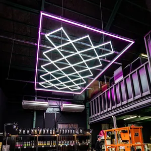 E-top hexagone détaillant atelier magasin de vêtements lumières Led pour magasin de voiture et Garage lumière en nid d'abeille Led hexagone travail Garage lumière