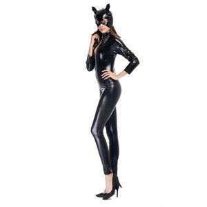 Nuova notte gatto ragazza tuta da Bar Performance di scena <span class=keywords><strong>Costume</strong></span> in vernice pelle collant gatto <span class=keywords><strong>Costume</strong></span> <span class=keywords><strong>Sexy</strong></span> di Halloween - Product Image 2