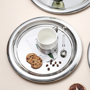 Plateau de service alimentaire moderne en acier inoxydable de haute qualité, plateau de service pour hôtel, restaurant, traiteur, grand plateau de service pour café et gâteaux - Product Image 5